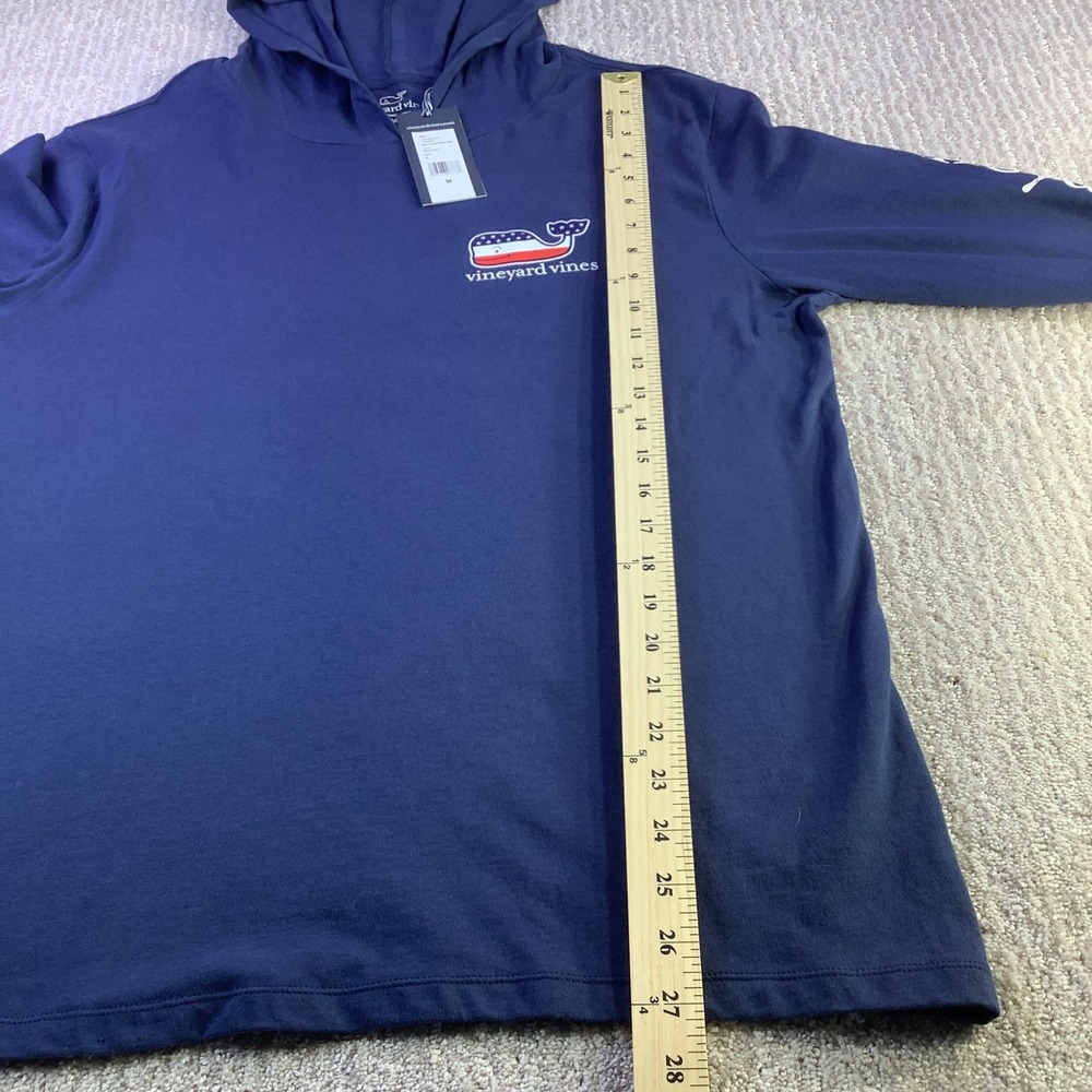 Vineyard Vines Mens LS Blank Hoodie T-Shirt Deep Bay Patriotic Whale M NWT - Picture 12 of 15